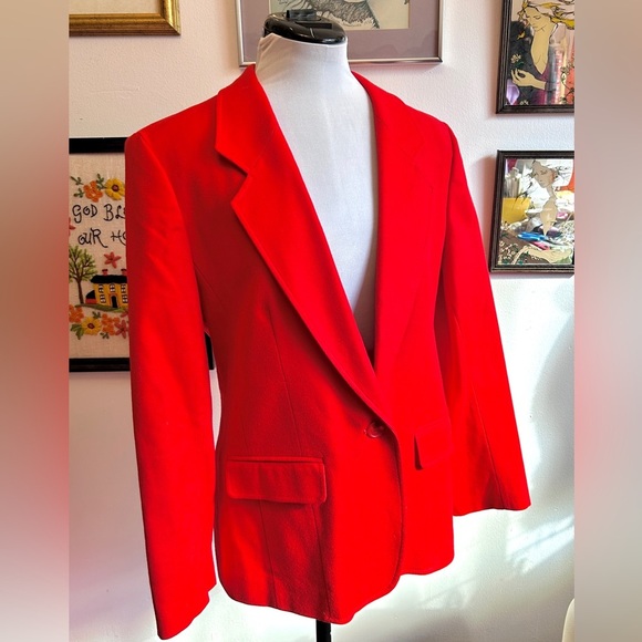 Vintage Pendleton Red Wool Blazer USA Made 100% Virgin Wool 80s 90s Size M - Picture 1 of 13